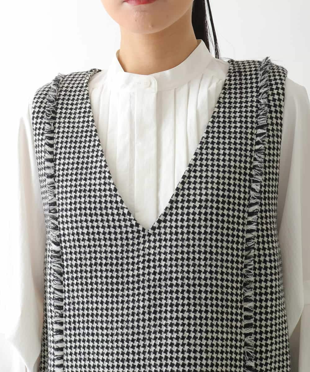 R6EAD21490 HIROKO BIS(小さいサイズ)(メゾン ドゥ サンク) 【小さいサイズ/セットアップ対応】千鳥チェックツイードジャンパースカート ブラック