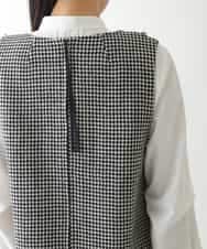 R6EAD21490 HIROKO BIS(小さいサイズ)(メゾン ドゥ サンク) 【小さいサイズ/セットアップ対応】千鳥チェックツイードジャンパースカート ブラック