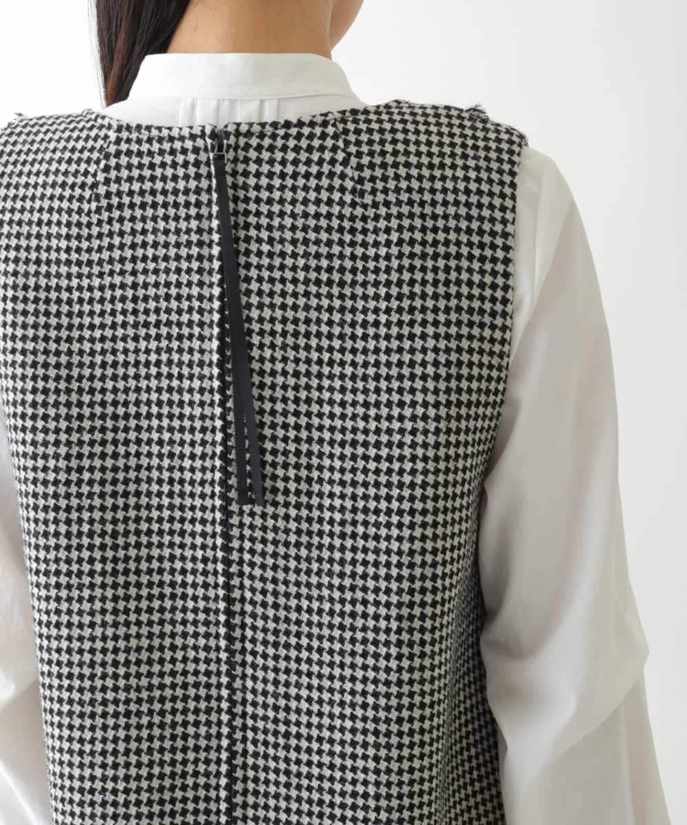 R6EAD21490 HIROKO BIS(小さいサイズ)(メゾン ドゥ サンク) 【小さいサイズ/セットアップ対応】千鳥チェックツイードジャンパースカート ブラック