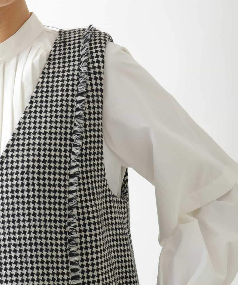 R6EAD21490 HIROKO BIS(小さいサイズ)(メゾン ドゥ サンク) 【小さいサイズ/セットアップ対応】千鳥チェックツイードジャンパースカート ブラック