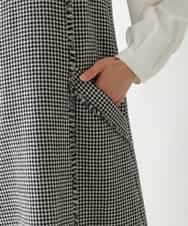 R6EAD21490 HIROKO BIS(小さいサイズ)(メゾン ドゥ サンク) 【小さいサイズ/セットアップ対応】千鳥チェックツイードジャンパースカート ブラック