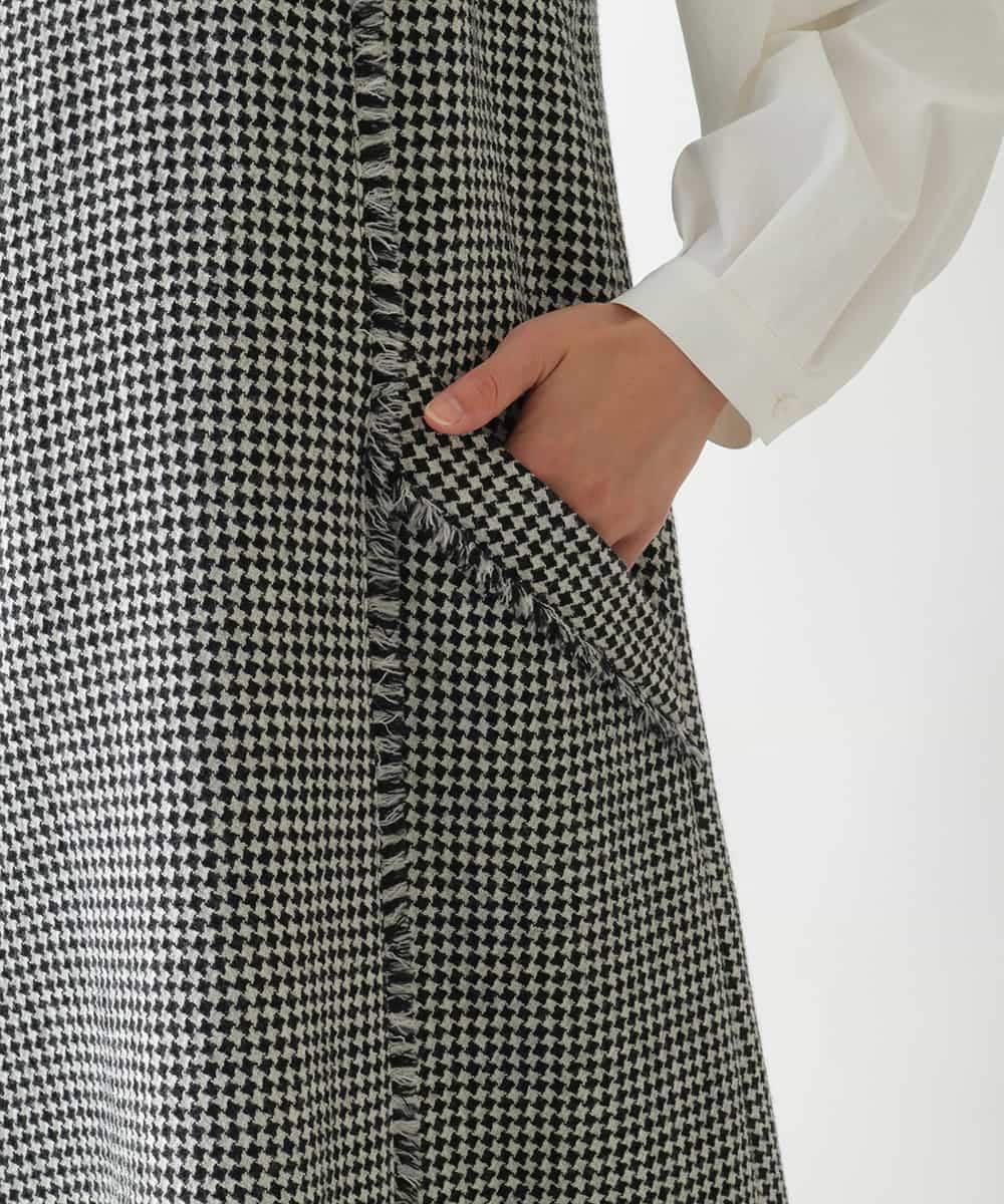 R6EAD21490 HIROKO BIS(小さいサイズ)(メゾン ドゥ サンク) 【小さいサイズ/セットアップ対応】千鳥チェックツイードジャンパースカート ブラック