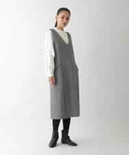 R6EAD21490 HIROKO BIS(小さいサイズ)(メゾン ドゥ サンク) 【小さいサイズ/セットアップ対応】千鳥チェックツイードジャンパースカート ブラック