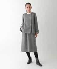 R6EAD21490 HIROKO BIS(小さいサイズ)(メゾン ドゥ サンク) 【小さいサイズ/セットアップ対応】千鳥チェックツイードジャンパースカート ブラック