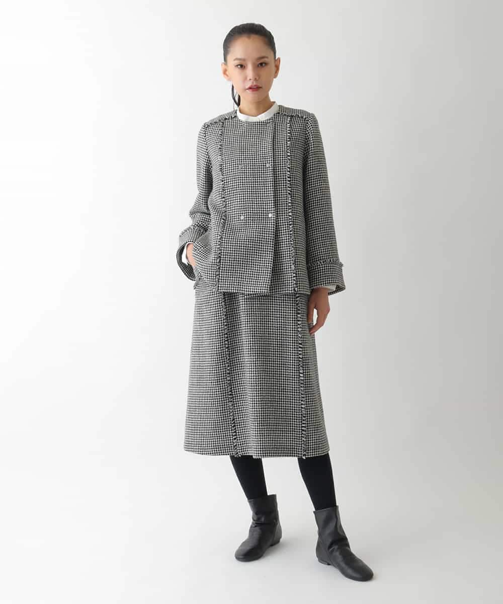 R6EAD21490 HIROKO BIS(小さいサイズ)(メゾン ドゥ サンク) 【小さいサイズ/セットアップ対応】千鳥チェックツイードジャンパースカート ブラック