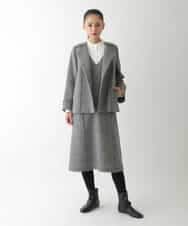 R6EAD21490 HIROKO BIS(小さいサイズ)(メゾン ドゥ サンク) 【小さいサイズ/セットアップ対応】千鳥チェックツイードジャンパースカート ブラック