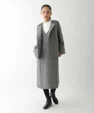 R6EAD21490 HIROKO BIS(小さいサイズ)(メゾン ドゥ サンク) 【小さいサイズ/セットアップ対応】千鳥チェックツイードジャンパースカート ブラック