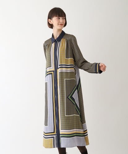 R6EAV12390 HIROKO BIS(小さいサイズ) 【小さいサイズ】ジオメトリックプリントワンピース