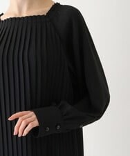 R6EAV42460 HIROKO BIS(小さいサイズ)(メゾン ドゥ サンク) 【小さいサイズ/洗える】Iラインプリーツワンピース ブラック