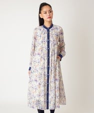 R6EDD07490 HIROKO BIS(小さいサイズ)(メゾン ドゥ サンク) アイリスモチーフタックワンピース アイボリー