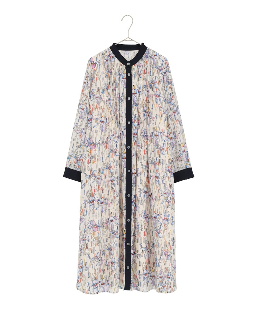 R6EDD07490 HIROKO BIS(小さいサイズ)(メゾン ドゥ サンク) アイリスモチーフタックワンピース アイボリー