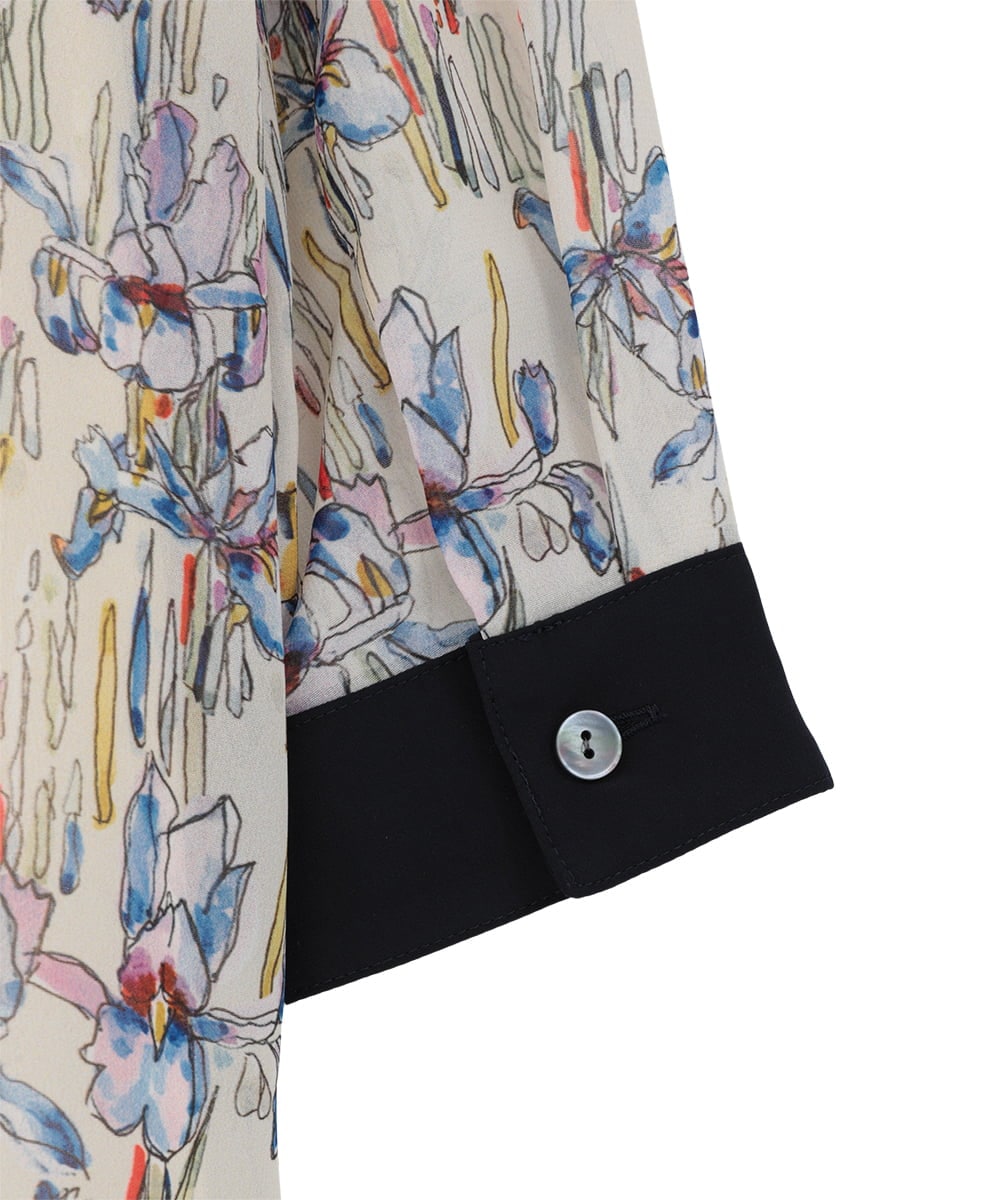 R6EDD07490 HIROKO BIS(小さいサイズ)(メゾン ドゥ サンク) アイリスモチーフタックワンピース アイボリー