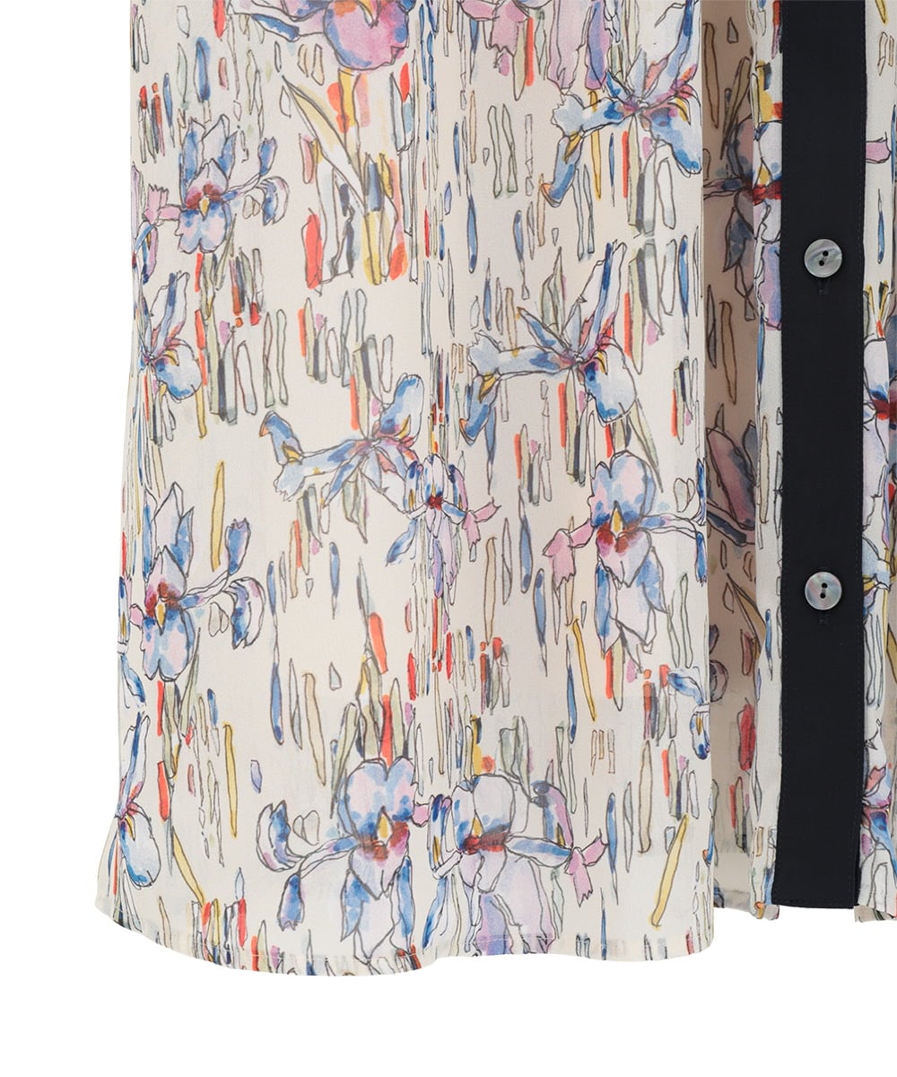 R6EDD07490 HIROKO BIS(小さいサイズ)(メゾン ドゥ サンク) アイリスモチーフタックワンピース アイボリー