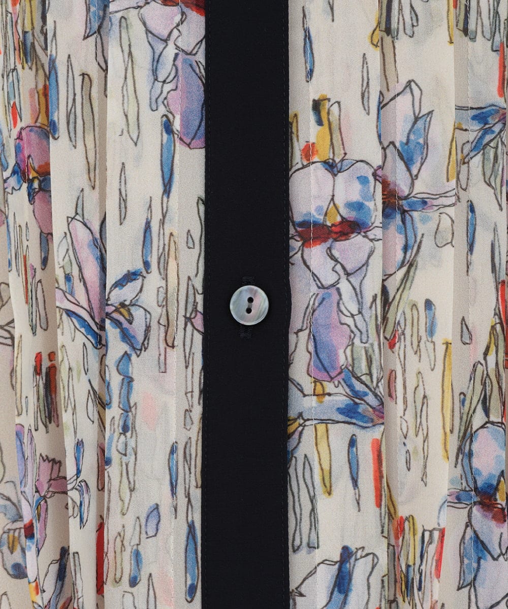 R6EDD07490 HIROKO BIS(小さいサイズ)(メゾン ドゥ サンク) アイリスモチーフタックワンピース アイボリー