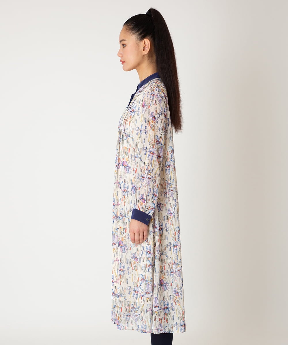 R6EDD07490 HIROKO BIS(小さいサイズ)(メゾン ドゥ サンク) アイリスモチーフタックワンピース アイボリー