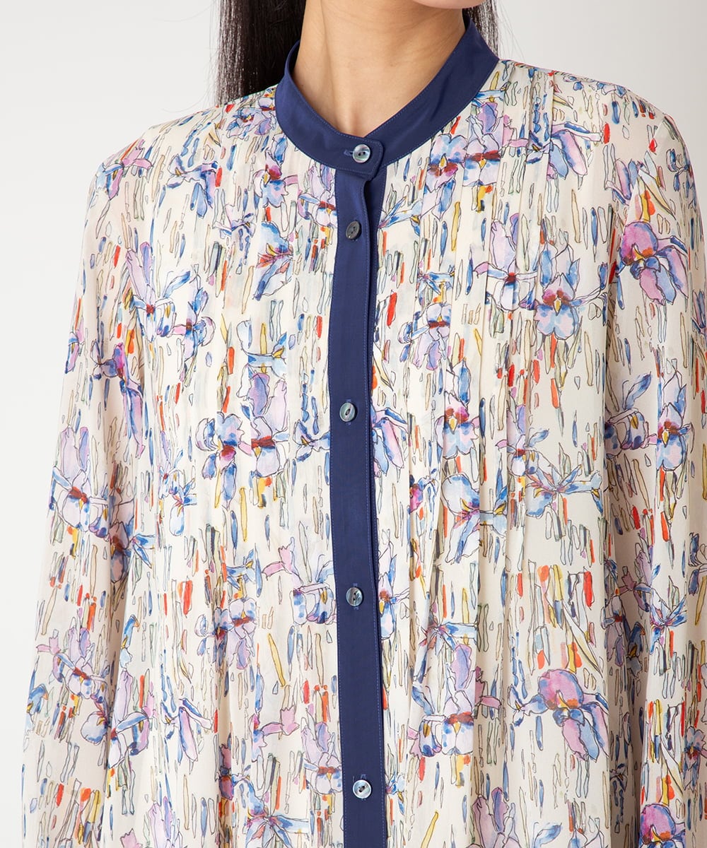 R6EDD07490 HIROKO BIS(小さいサイズ)(メゾン ドゥ サンク) アイリスモチーフタックワンピース アイボリー