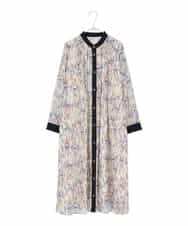 R6EDD07490 HIROKO BIS(小さいサイズ)(メゾン ドゥ サンク) アイリスモチーフタックワンピース アイボリー