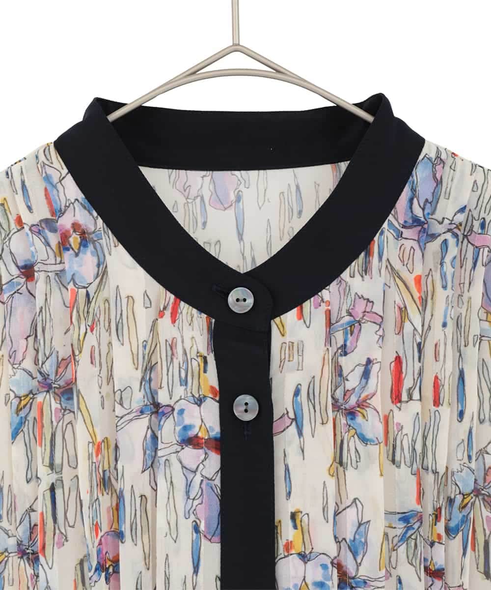 R6EDD07490 HIROKO BIS(小さいサイズ)(メゾン ドゥ サンク) アイリスモチーフタックワンピース アイボリー