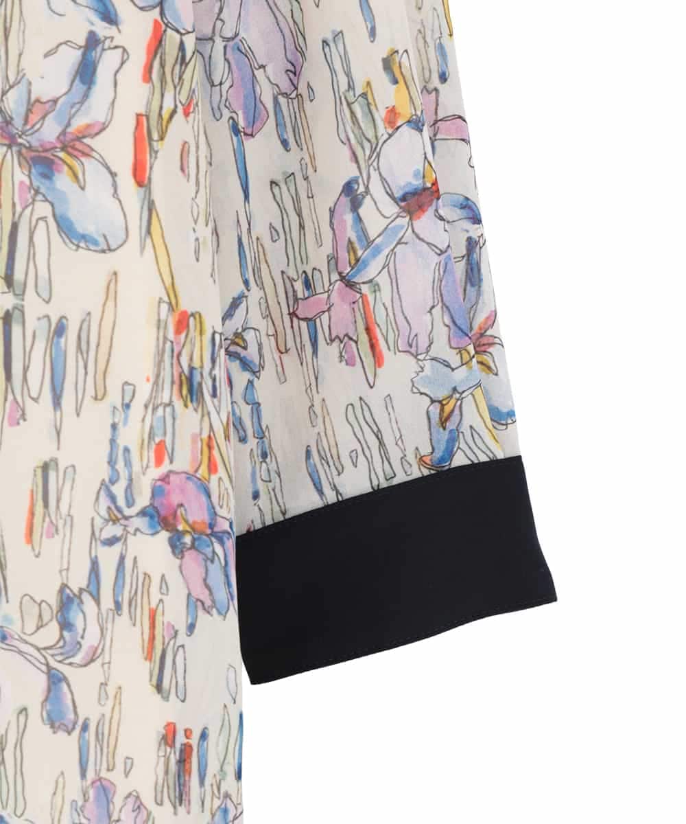 R6EDD07490 HIROKO BIS(小さいサイズ)(メゾン ドゥ サンク) アイリスモチーフタックワンピース アイボリー