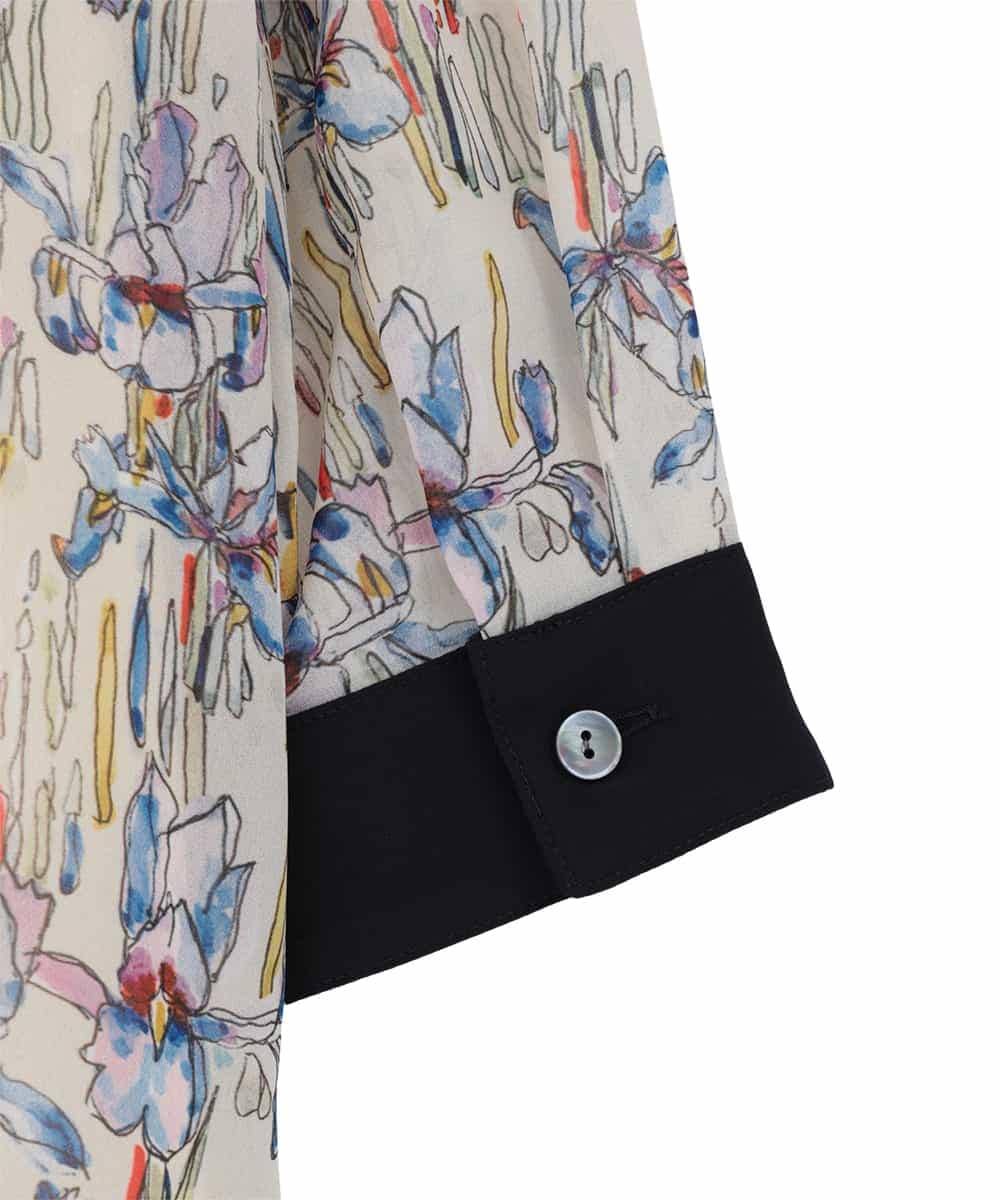 R6EDD07490 HIROKO BIS(小さいサイズ)(メゾン ドゥ サンク) アイリスモチーフタックワンピース アイボリー