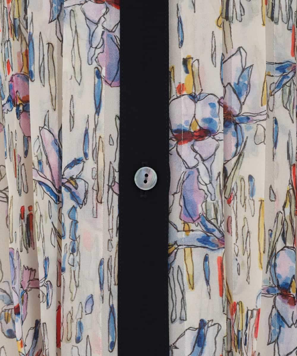 R6EDD07490 HIROKO BIS(小さいサイズ)(メゾン ドゥ サンク) アイリスモチーフタックワンピース アイボリー