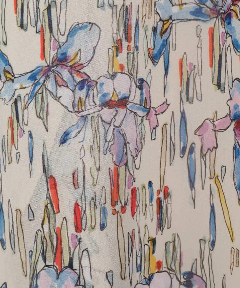 R6EDD07490 HIROKO BIS(小さいサイズ)(メゾン ドゥ サンク) アイリスモチーフタックワンピース アイボリー