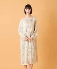 R6EED56490 HIROKO BIS(小さいサイズ)(メゾン ドゥ サンク) 【小さいサイズ】ボタニカルモチーフピンタックドレス アイボリー