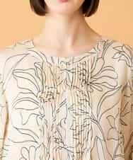 R6EED56490 HIROKO BIS(小さいサイズ)(メゾン ドゥ サンク) 【小さいサイズ】ボタニカルモチーフピンタックドレス アイボリー