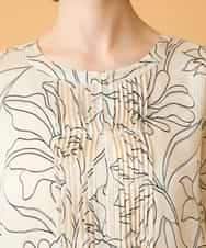 R6EED56490 HIROKO BIS(小さいサイズ)(メゾン ドゥ サンク) 【小さいサイズ】ボタニカルモチーフピンタックドレス アイボリー