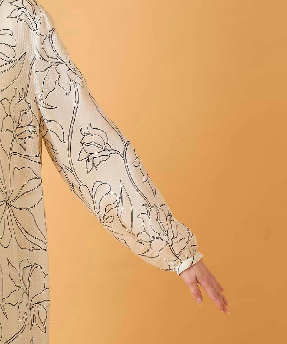 R6EED56490 HIROKO BIS(小さいサイズ)(メゾン ドゥ サンク) 【小さいサイズ】ボタニカルモチーフピンタックドレス アイボリー