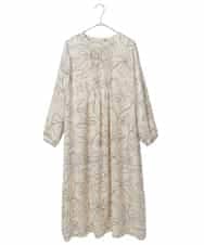 R6EED56490 HIROKO BIS(小さいサイズ)(メゾン ドゥ サンク) 【小さいサイズ】ボタニカルモチーフピンタックドレス アイボリー