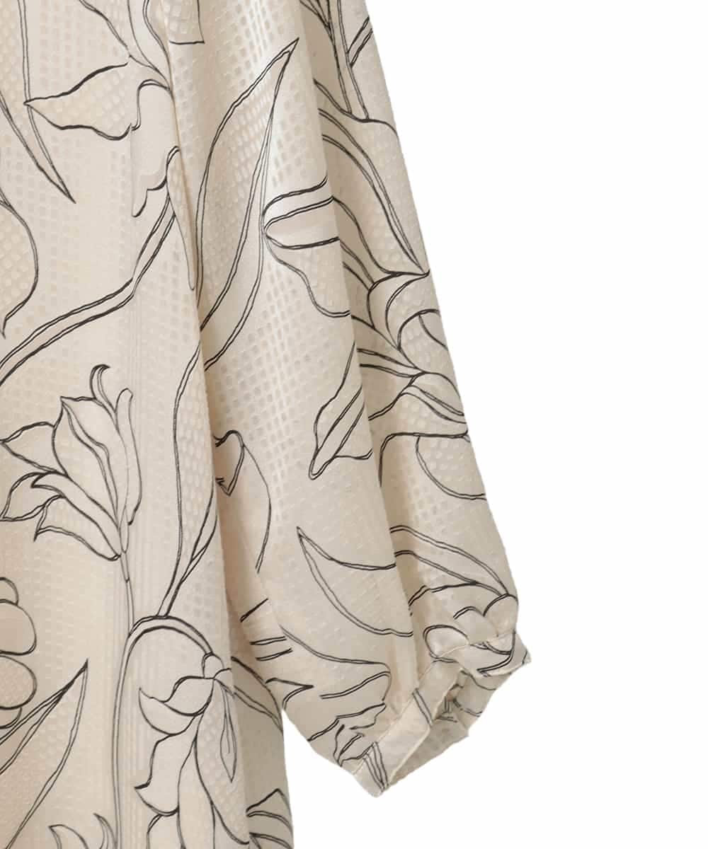 R6EED56490 HIROKO BIS(小さいサイズ)(メゾン ドゥ サンク) 【小さいサイズ】ボタニカルモチーフピンタックドレス アイボリー