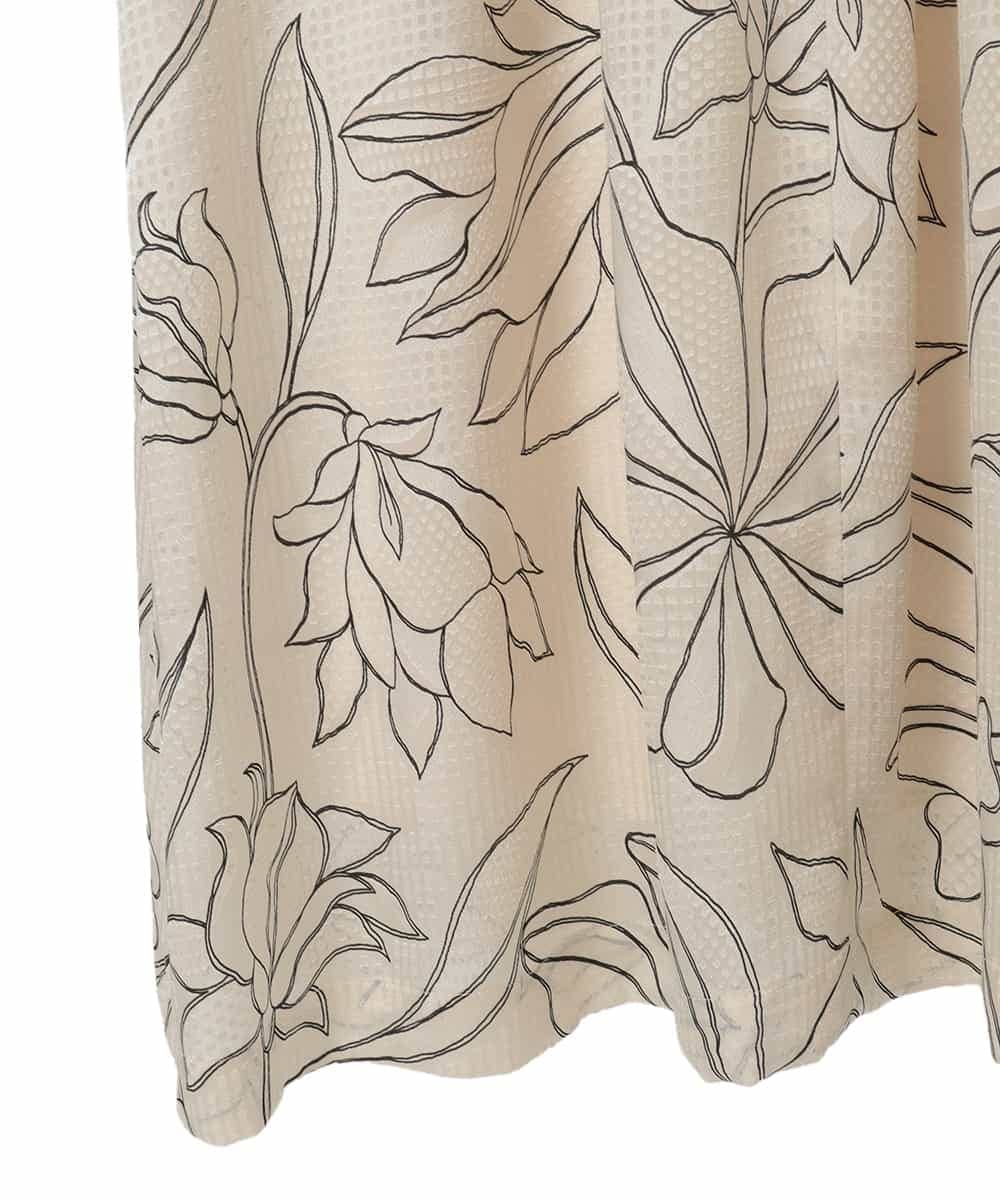 R6EED56490 HIROKO BIS(小さいサイズ)(メゾン ドゥ サンク) 【小さいサイズ】ボタニカルモチーフピンタックドレス アイボリー