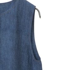 R6EFB30440 HIROKO BIS(小さいサイズ)(メゾン ドゥ サンク) 【小さいサイズ】サイドプリーツデニム風ジャンパースカート ブルー