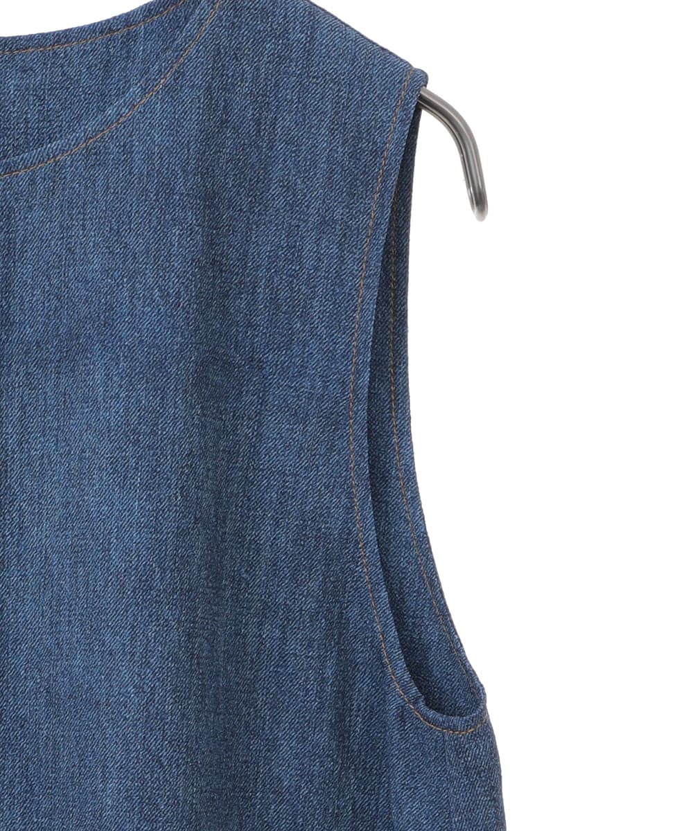 R6EFB30440 HIROKO BIS(小さいサイズ)(メゾン ドゥ サンク) 【小さいサイズ】サイドプリーツデニム風ジャンパースカート ブルー