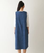 R6EFB30440 HIROKO BIS(小さいサイズ)(メゾン ドゥ サンク) 【小さいサイズ】サイドプリーツデニム風ジャンパースカート ブルー