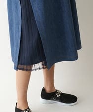 R6EFB30440 HIROKO BIS(小さいサイズ)(メゾン ドゥ サンク) 【小さいサイズ】サイドプリーツデニム風ジャンパースカート ブルー