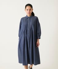 R6EFD41330 HIROKO BIS(小さいサイズ)(メゾン ドゥ サンク) 【小さいサイズ】ピンタックデザインダンガリーワンピース ネイビー