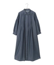 R6EFD41330 HIROKO BIS(小さいサイズ)(メゾン ドゥ サンク) 【小さいサイズ】ピンタックデザインダンガリーワンピース ネイビー