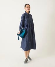R6EFD41330 HIROKO BIS(小さいサイズ)(メゾン ドゥ サンク) 【小さいサイズ】ピンタックデザインダンガリーワンピース ネイビー