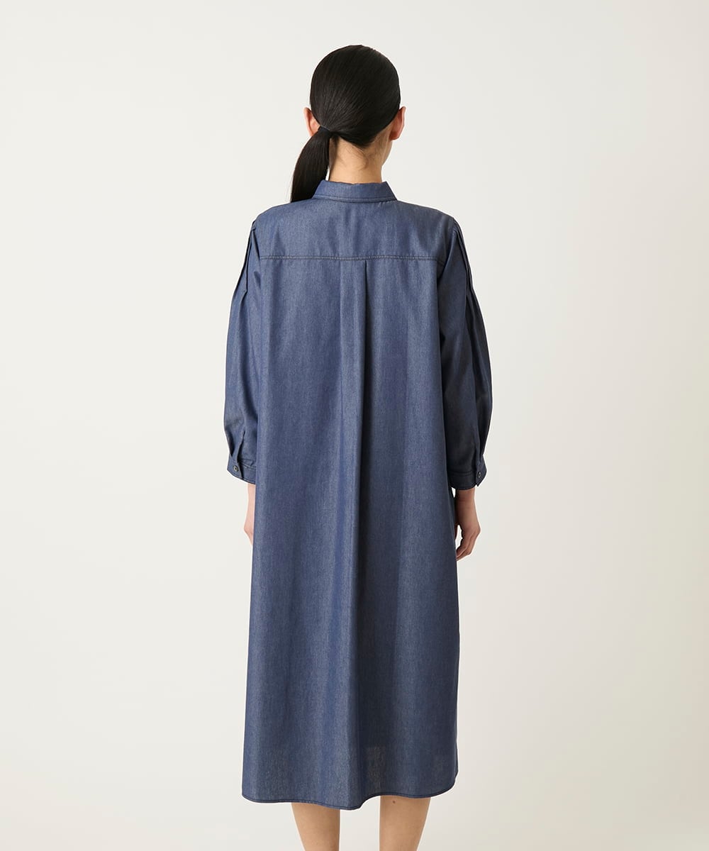 R6EFD41330 HIROKO BIS(小さいサイズ)(メゾン ドゥ サンク) 【小さいサイズ】ピンタックデザインダンガリーワンピース ネイビー