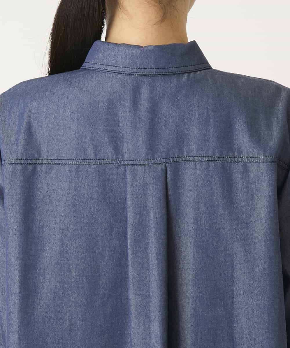 R6EFD41330 HIROKO BIS(小さいサイズ)(メゾン ドゥ サンク) 【小さいサイズ】ピンタックデザインダンガリーワンピース ネイビー