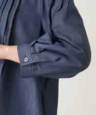 R6EFD41330 HIROKO BIS(小さいサイズ)(メゾン ドゥ サンク) 【小さいサイズ】ピンタックデザインダンガリーワンピース ネイビー