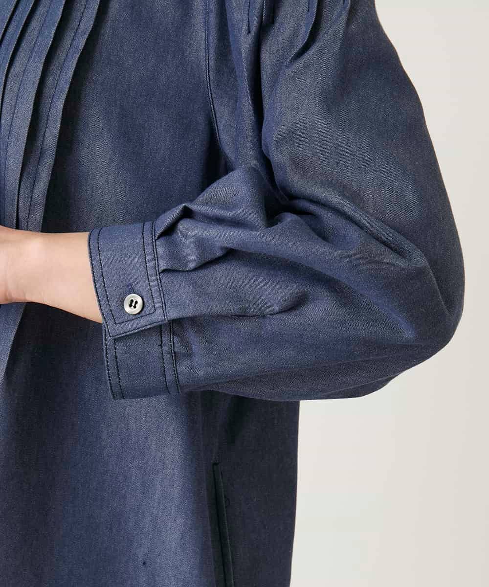 R6EFD41330 HIROKO BIS(小さいサイズ)(メゾン ドゥ サンク) 【小さいサイズ】ピンタックデザインダンガリーワンピース ネイビー