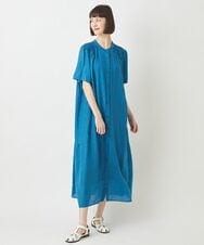 R6EFW62260 HIROKO BIS(小さいサイズ)(メゾン ドゥ サンク) 【小さいサイズ/麻製品染め】ロングワンピース ブルー