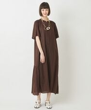 R6EFW62260 HIROKO BIS(小さいサイズ)(メゾン ドゥ サンク) 【小さいサイズ/麻製品染め】ロングワンピース ブルー