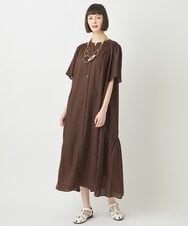 R6EFW62260 HIROKO BIS(小さいサイズ)(メゾン ドゥ サンク) 【小さいサイズ/麻製品染め】ロングワンピース ブルー