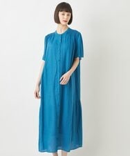 R6EFW62260 HIROKO BIS(小さいサイズ)(メゾン ドゥ サンク) 【小さいサイズ/麻製品染め】ロングワンピース ブルー