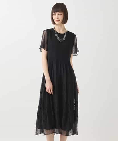 R6EGA32530 HIROKO BIS(小さいサイズ) 【小さいサイズ】ドットフラワーシャーリング切り替えワンピース