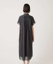 R6EGE31340 HIROKO BIS(小さいサイズ)(メゾン ドゥ サンク) 【小さいサイズ】サテンデニムピンタックデザインワンピース ネイビー